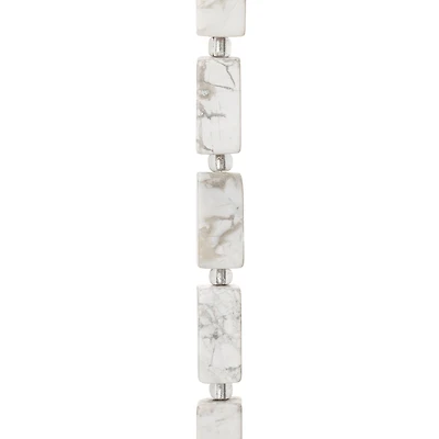12 Pack:  White Large Howlite Rectangle Beads, 16mm by Bead Landing™