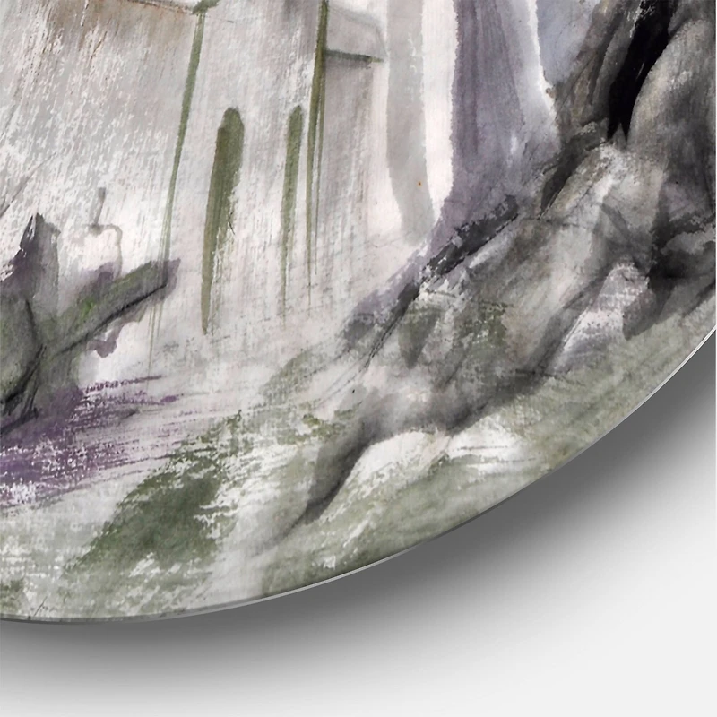 Designart - Haunted Castle In The Woods - Traditional Metal Circle Wall Art