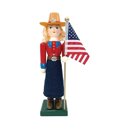 Santa's Workshop 14" Cowgirl & Flag Nutcracker