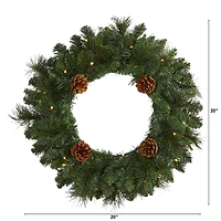 20" LED Pine & Pinecone Artificial Christmas Wreath