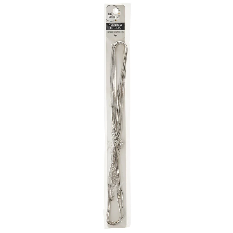 12 Packs: 3 ct. (36 total) 30" Rhodium Snake Chain Necklaces by Bead Landing™
