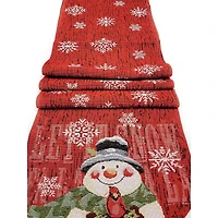 Wizardi 13.75" x 67" Snowman Christmas Red Table Runner