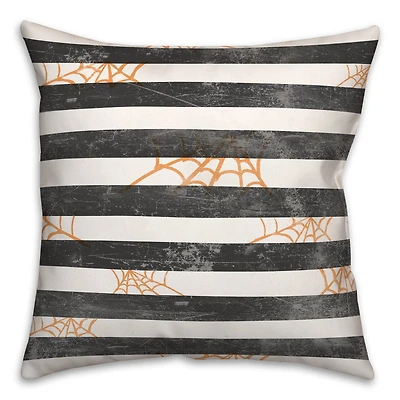Spiderwebs & Stripes Spun Poly Throw Pillow