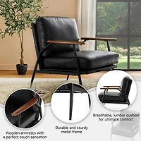 Glitzhome® 28" Modern Black Faux Leather Accent Armchair