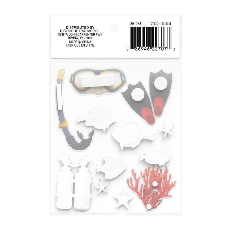 12 Pack: Scuba Puffy 3D Stickers by Recollections™