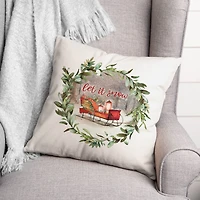 Let It Snow Sled Wreath 18x18 Throw Pillow