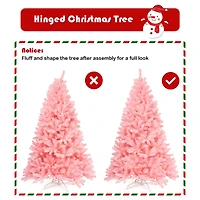 Costway 7.5ft. Unlit Pink Full Fir Artificial Christmas Tree