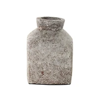 9.75" Brown Ceramic Antique Style Textured Square Vase