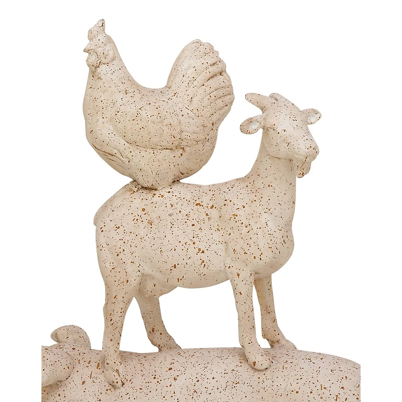 18" White Farm Animals Sculpture