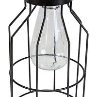 9.5" Black Outdoor Hanging Geometric Solar Lantern with Handle