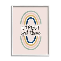 Stupell Industries Expect Good Things Phrase Double Rainbow Reflection in White Frame Wall Art