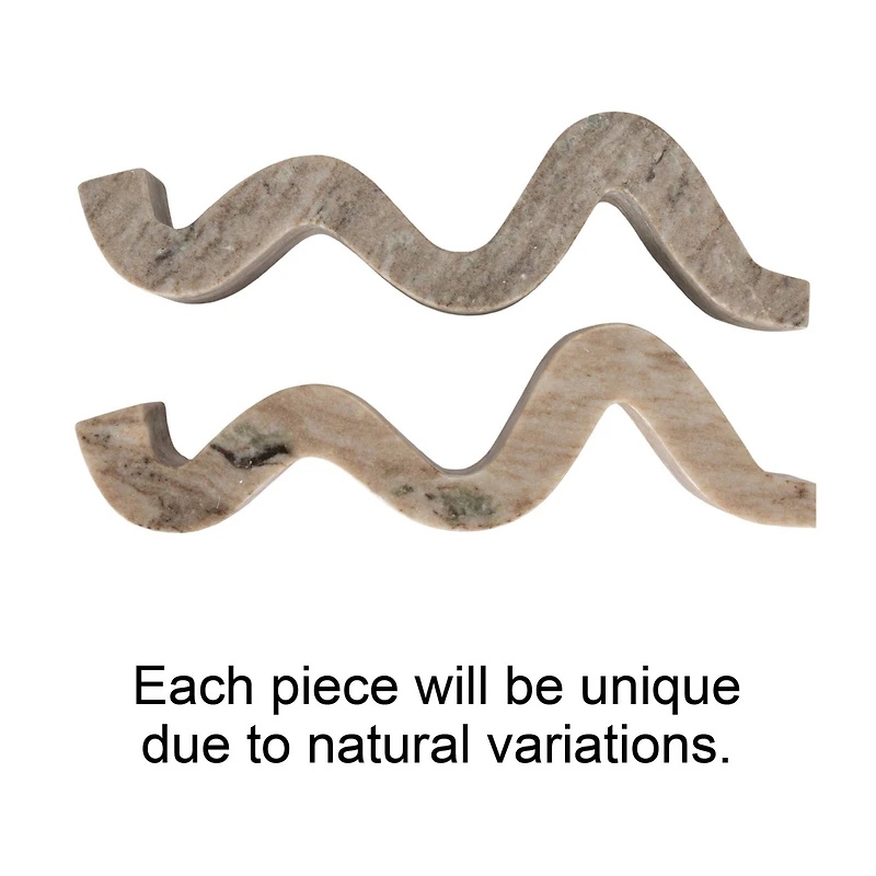 Hello Honey® 14.5" Beige Modern Marble and Brass Wave Double Taper Holder