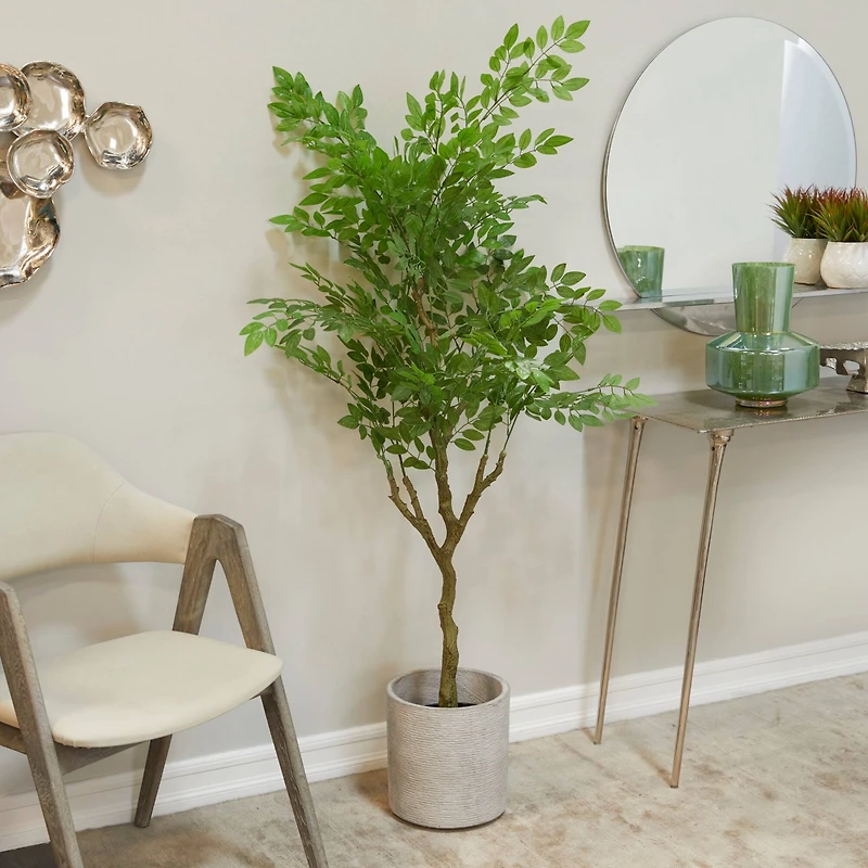 61" Green Vinyl Contemporary Potted Artificial Tree