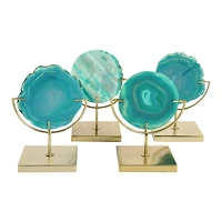 Hello Honey® 7" Marbled Turquoise Decorative Agate Slice Accent on Metal Stand
