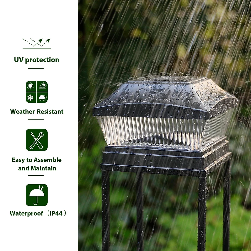 Glitzhome® 7" Black Solar Powered LED Fence Post Cap Lights, 4ct.