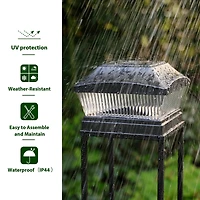 Glitzhome® 7" Black Solar Powered LED Fence Post Cap Lights, 4ct.