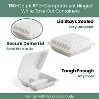 9" 3-Compartment Clamshell Take Out Containers