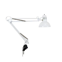 Studio Designs White Metal Swing Arm Clamp Lamp