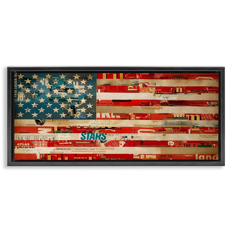 Stupell Industries Patriotic Collaged Flag Floater Framed Art
