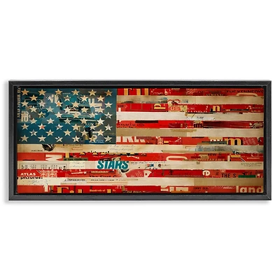 Stupell Industries Patriotic Collaged Flag Floater Framed Art