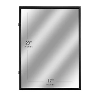 Black Metal Frame Rectangle Vanity Wall Mirror with Shelves, 18" x 24"