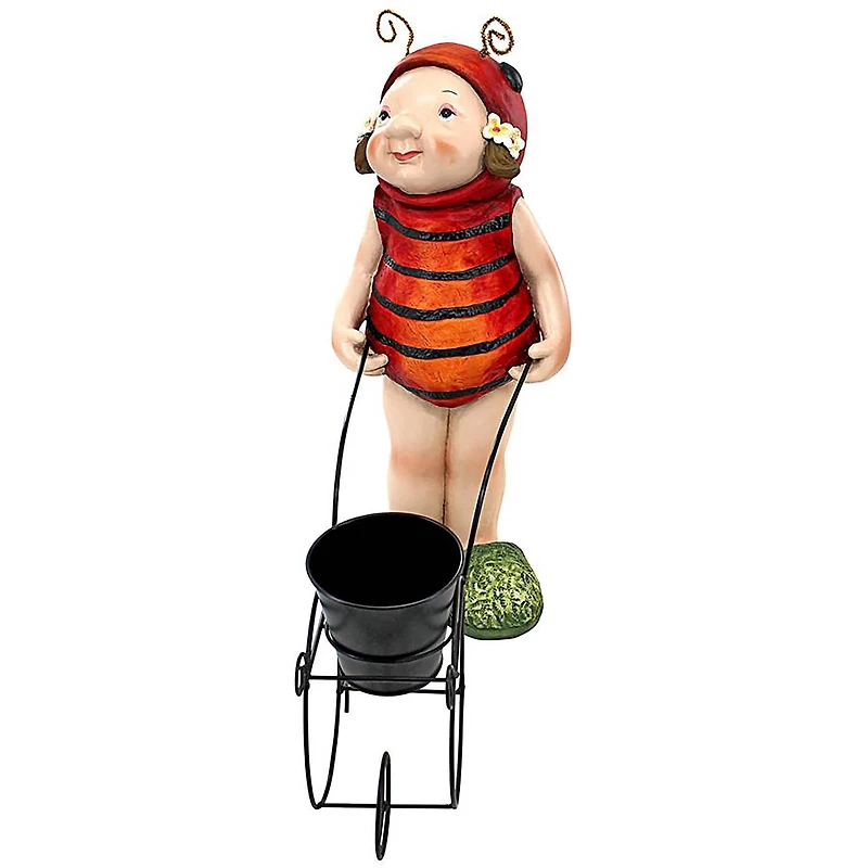 Design Toscano 19.5" Polly the Lady Bug Fairy Garden Helper Statue