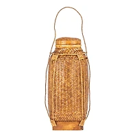 Hello Honey® 19" Natural Artisanal Bamboo & Rattan Lidded Container