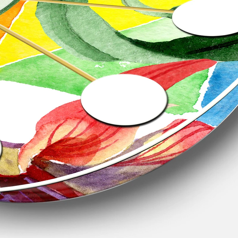 Designart 'Retro Floral Botanical I Mid-Century Modern Wall Clock