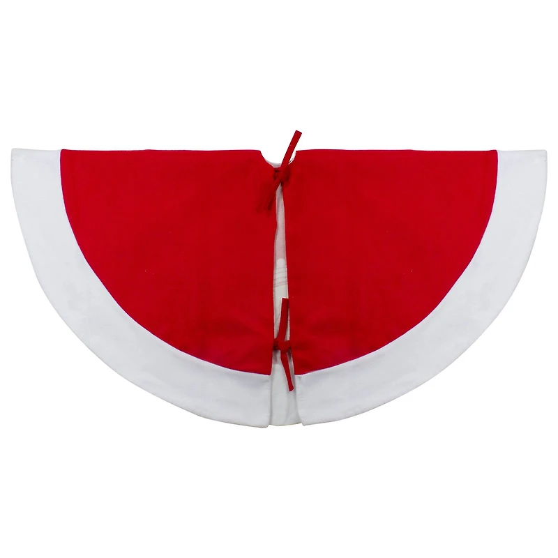 48" Red Sleigh & Reindeer Embroidered Christmas Tree Skirt