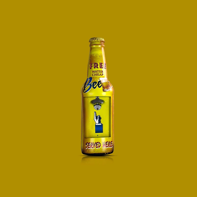 Free Beer Wall Mounted Bottle Opener & Cap Catcher