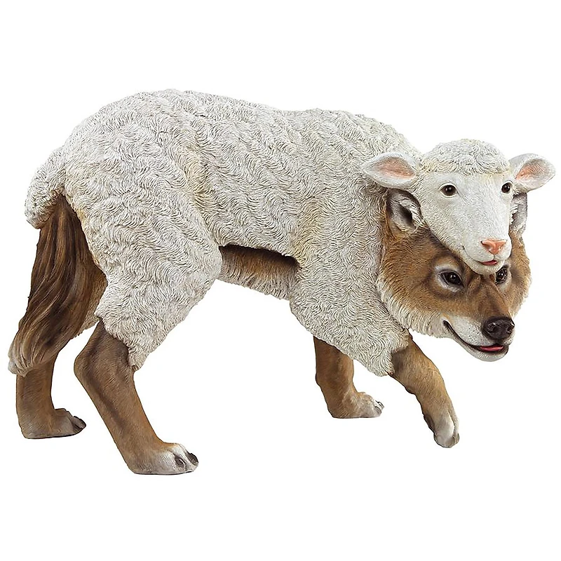 Design Toscano 11" Wolf in Sheep's Clothing Garden Statue