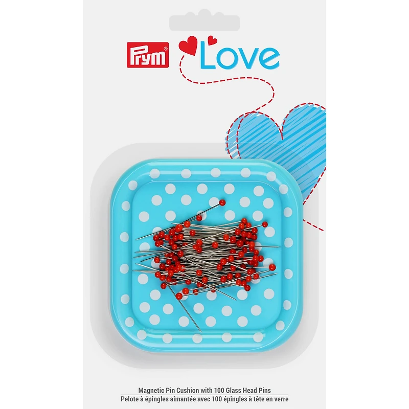 Prym Love Magnetic Pin Cushion & Glass Head Pins Set