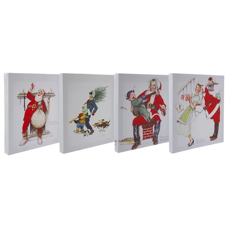 Classic Norman Rockwell Christmas Scene Canvas Prints Set