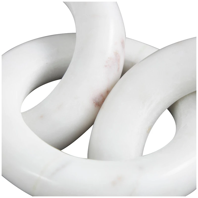 10" White Marble 3 Link Chain Sculpture Décor