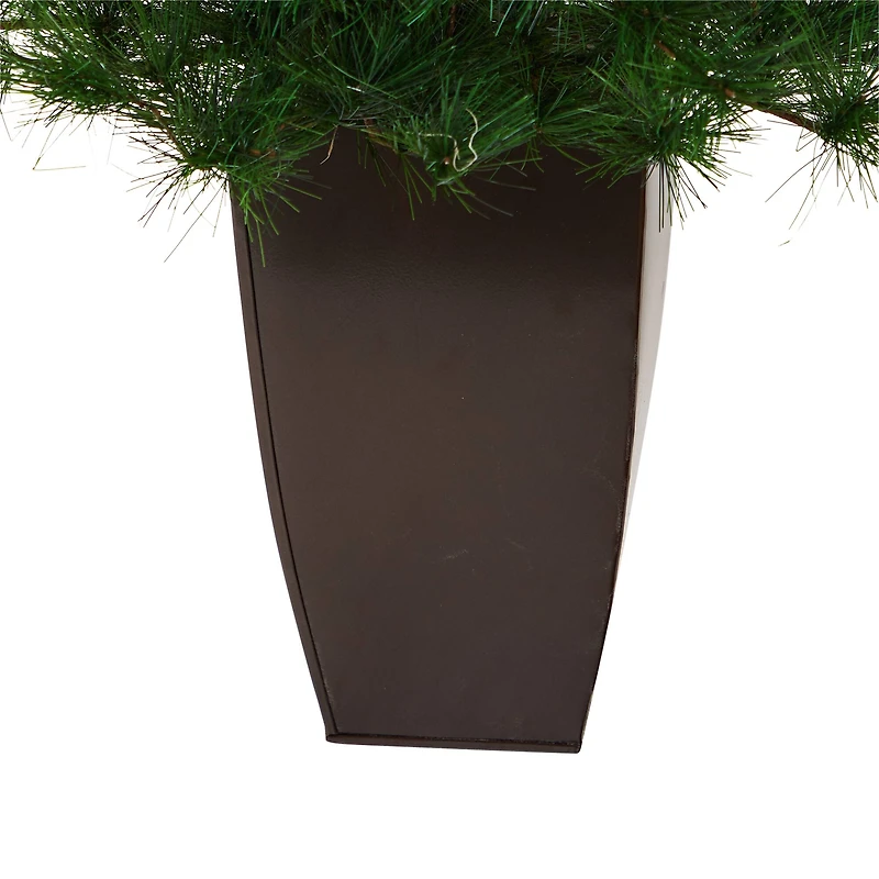 3.5ft. Unlit Yukon Mixed Pine Artificial Christmas Tree in Bronze Metal Planter