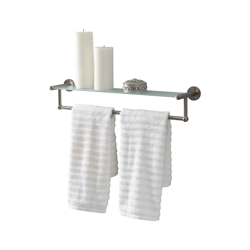 Organize It All Satin Nickel Glass Shelf & Towel Bar 