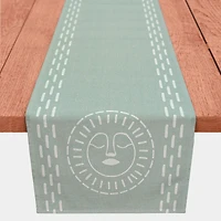 Teal Sun Face Twill Table Runner