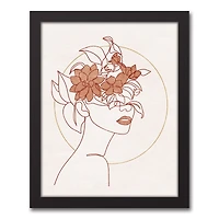 Floral Figure Black Framed Canvas Wall Art