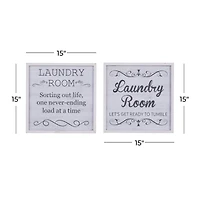 Set of 2 White Wood Farmhouse Sign Wall Decor, 15" x 15"