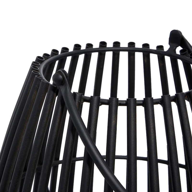16" Black Iron Contemporary Candle Holder Lantern