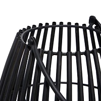 16" Black Iron Contemporary Candle Holder Lantern