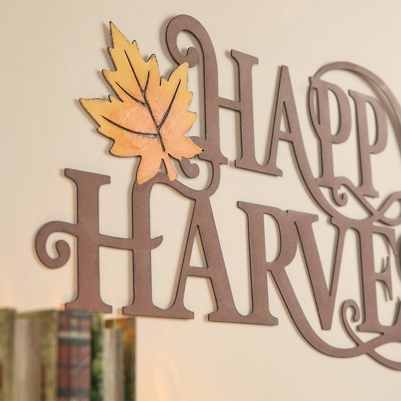 Glitzhome® 24" Metal "HAPPY HARVEST" Wall Décor