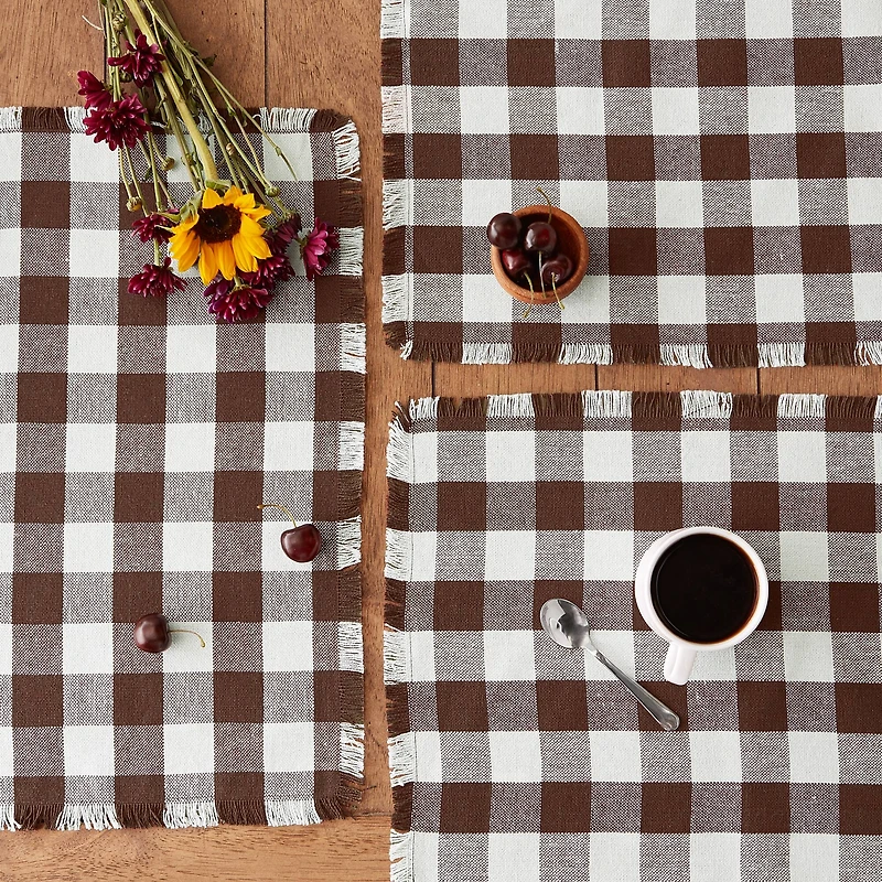 DII® Heavyweight Check Fringed Cotton Placemats