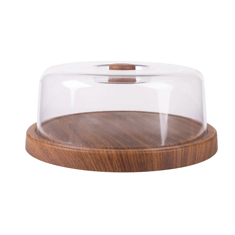 Luxe Party Mahogany Collection Cake Serving Tray with Cover