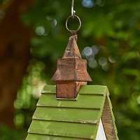 Glitzhome® 15.75" White & Green Distressed Wood Birdhouse