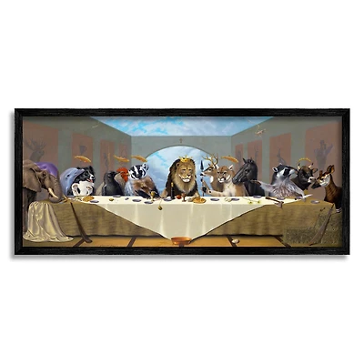 Stupell Industries Last Supper Safari Animal Version King Lion Framed Wall Art