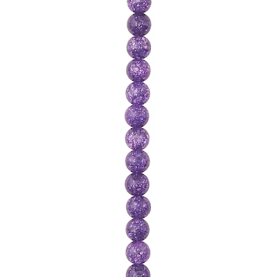 12 Pack: Purple Crackled Quartz Round Beads, 6mm by Bead Landing™
