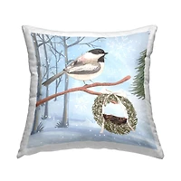 Stupell Industries Niveous Woodland Scene with Bird Throw Pillow