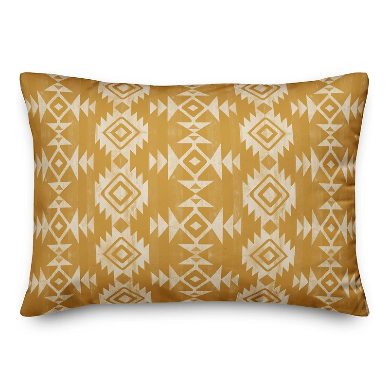 Golden Tribal Pattern Throw Pillow