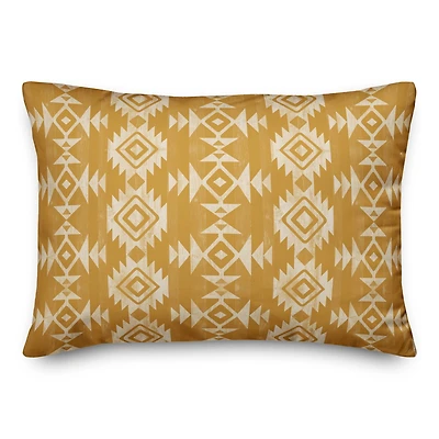 Golden Tribal Pattern Throw Pillow